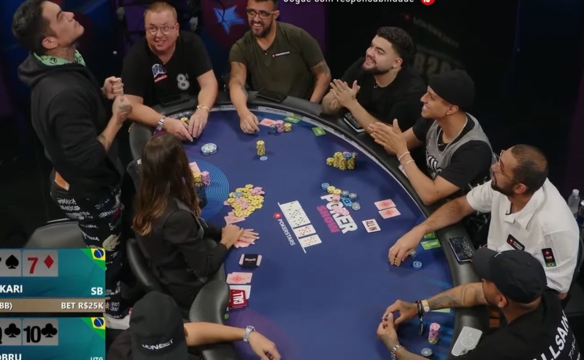 A mesa ficou incrédula com o desfecho da mão no BSOP Poker Show
